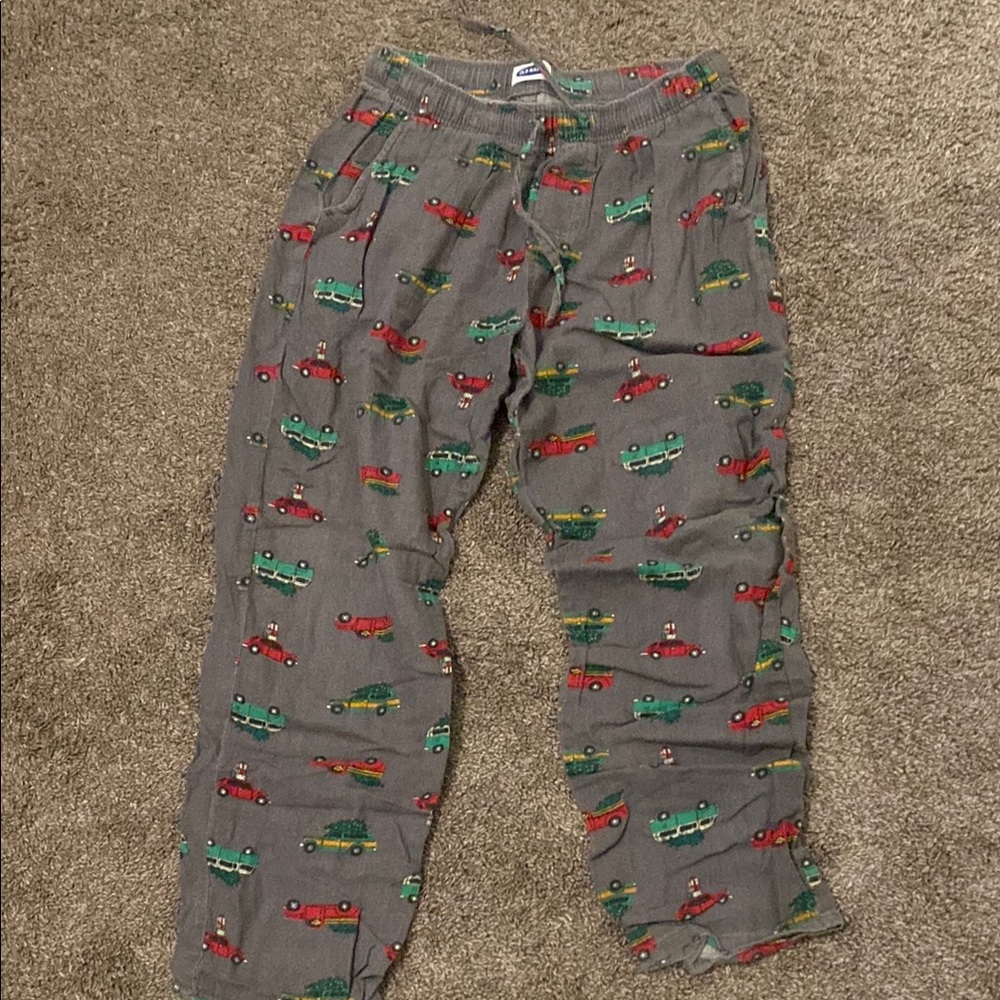 Gray Pajama Pants with Colorful Car Print